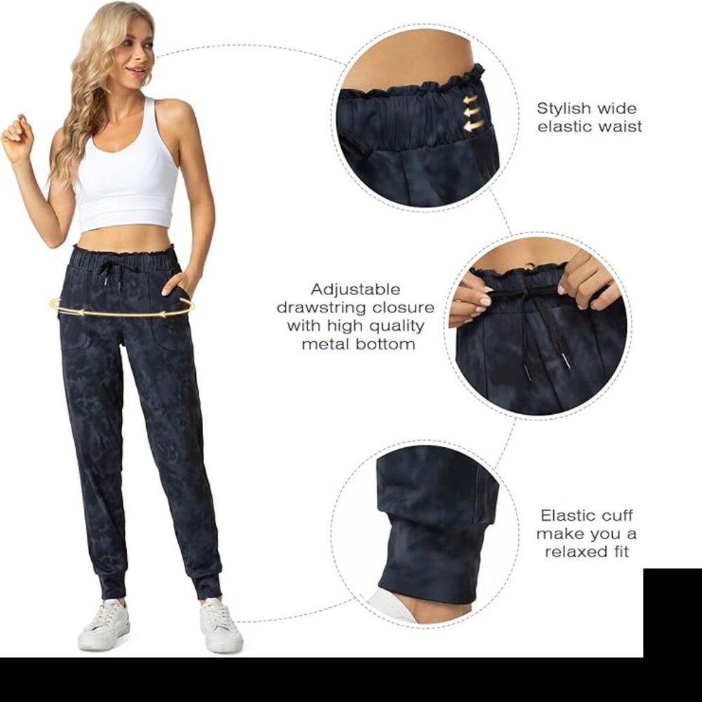 Women's Sport Joggers Sweatpants Black Gray - Picture 11 of 12